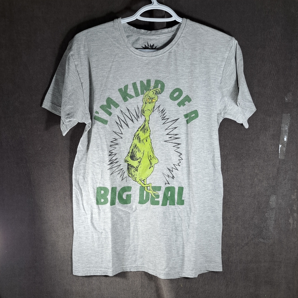 Dr. Seuss Gray Tee with Green Grinch Graphic